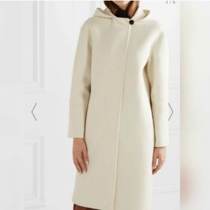 Theory hooded lightweight cashmere wool coat knee length